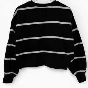 Lululemon Perfectly Oversized Cropped Crew Sweatshirt White Black Striped Size 6